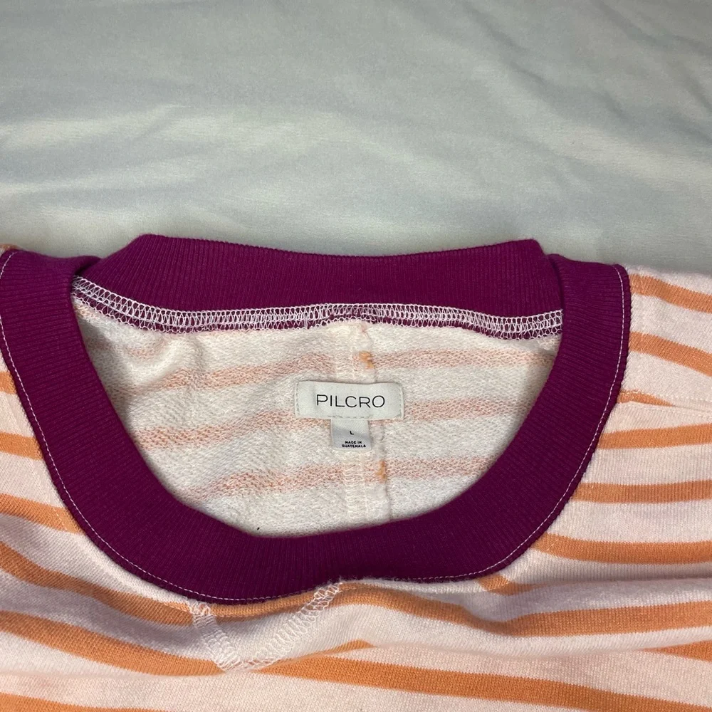 Anthologies Pilcro Size-L Orange and Purple Striped Top - Picture 2 of 5